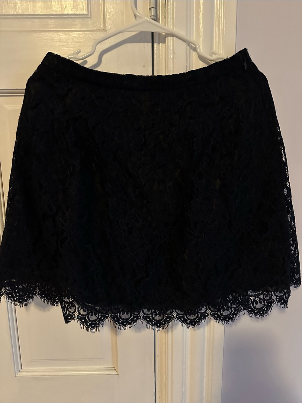 J. Crew Black Lace Mini Skirt with Scalloped Hem